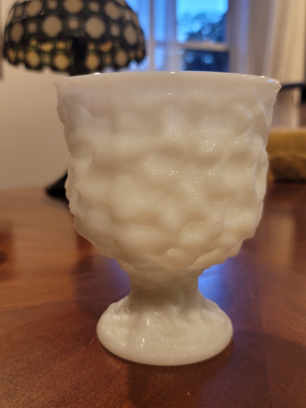 E.O. BRODY Textured Milk Glass Pedestal Vase Model M3000 6.5 Inch